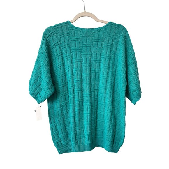 Vintage 90s Carly Blake Sweater Size XL Henley Short Sleeve Knit Deadstock NEW - Picture 2 of 6